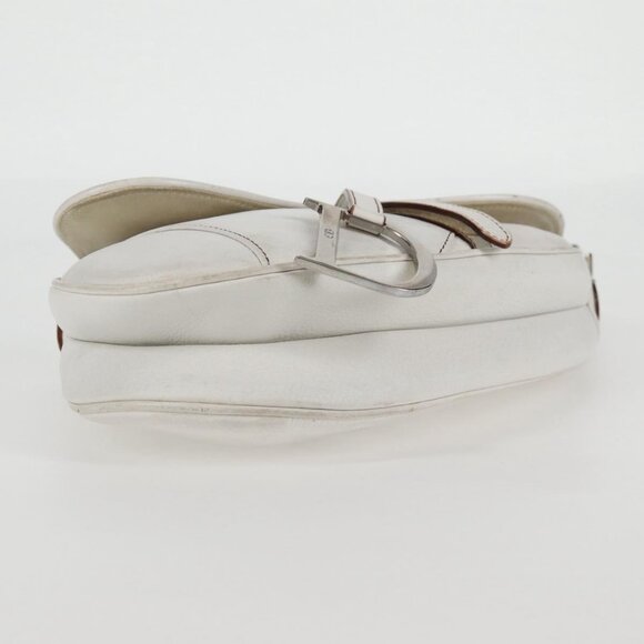 Christian Dior Saddle bag Hand Bag Leather White Auth am8050A - Picture 6 of 16